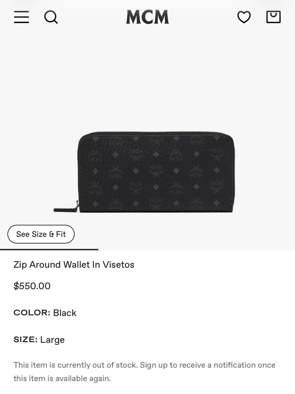 MCM Black Zip-Around Visetos Card & Key Holder